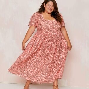 BloomChic Plus Size 3XL Supersoft Floral Pink Dress with Pockets